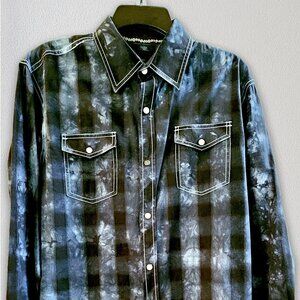 Age of Wisdom Men's Plaid Western Style Shirt